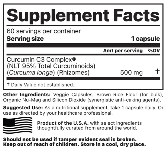curcumin nutriční info